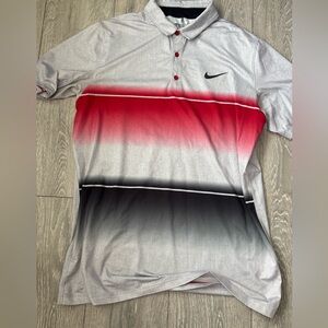 Nike Men's Red and Gray Gradient Golf Polo Shirt